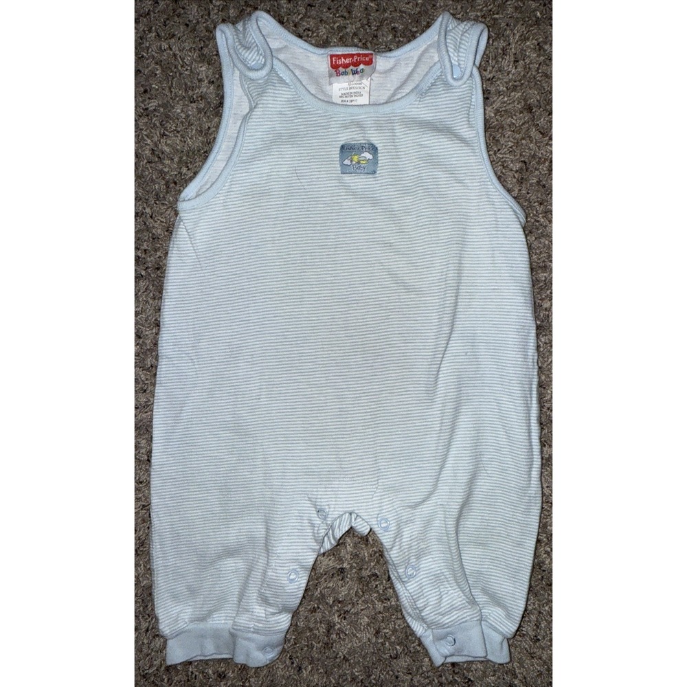 Vintage Fisher-Price Baby Wear Romper 18M Blue Stripes